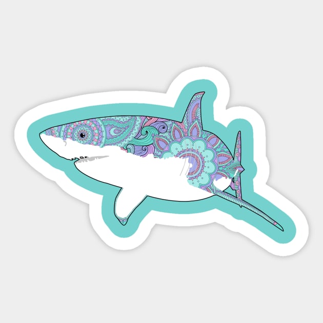 Great White Shark Decorative Sticker by mjmillustration